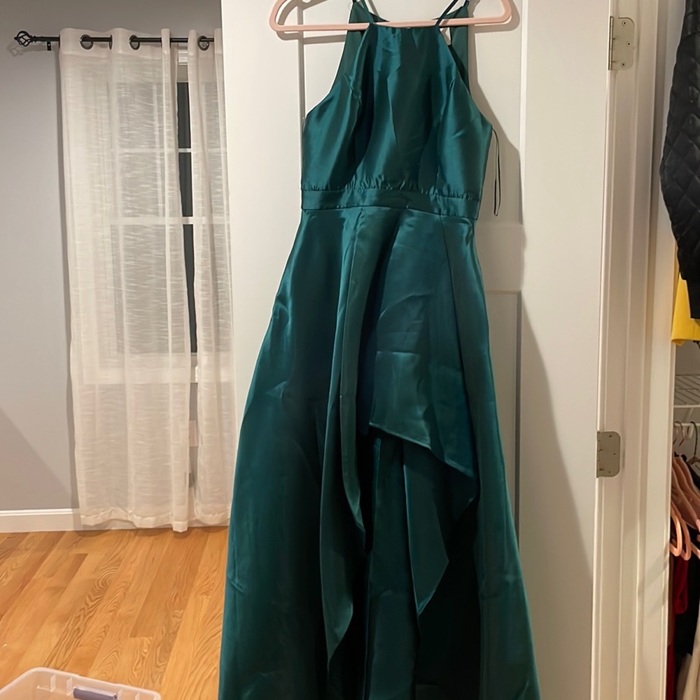 Green high low dress
